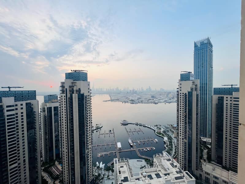 STUNNING VIEW OF DUBAI CREEK & BURJ KHALIFA 3-BEDROOM PLUS MAID