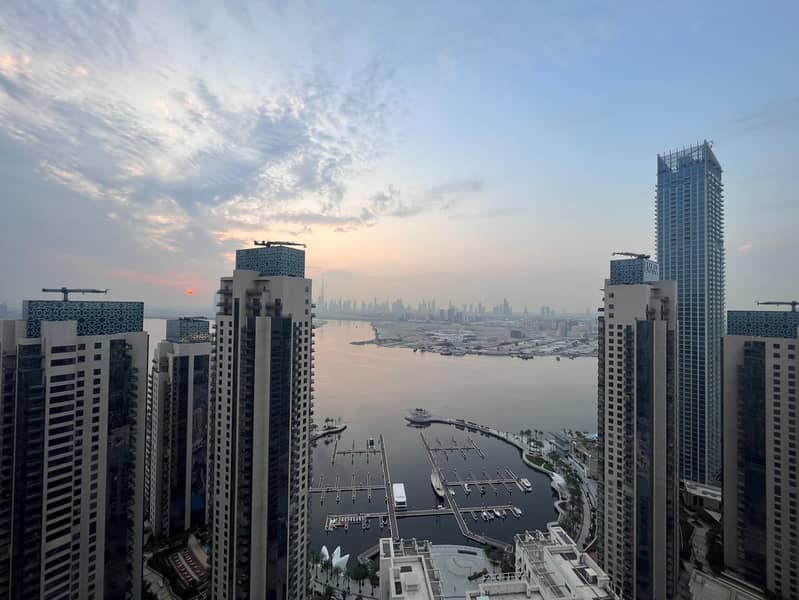 STUNNING VIEW OF DUBAI CREEK & BURJ KHALIFA 3-BEDROOM PLUS MAID