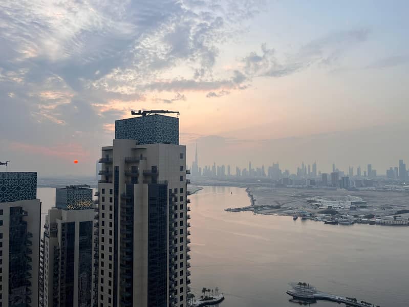 STUNNING VIEW OF DUBAI CREEK & BURJ KHALIFA 3-BEDROOM PLUS MAID