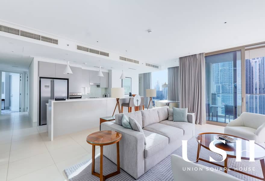 Fully Furnished 2BR + Study | High Floor | Partial Burj View | VIDA Residence Downtown