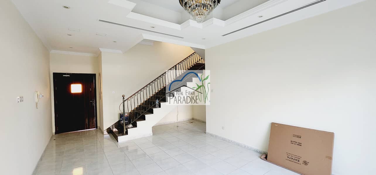 Available Away from fly zone Private Entrance 3 Bedroom Villa/1 Master / Maid Room / Laundry Room / Shared Swimming Pool/available for Rent in Mirdif/