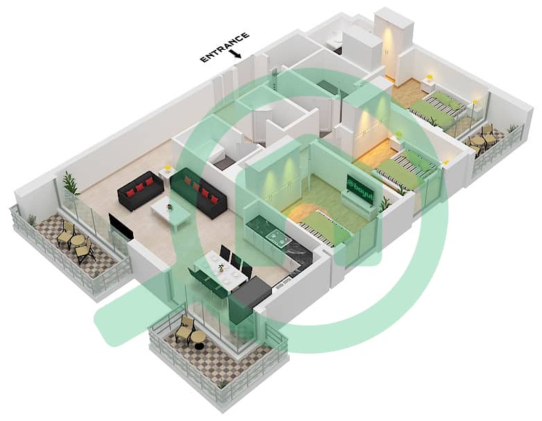 Type 5 Unit 7 Floor 10,13,15 Seagate Building 1 - 3 Bedroom Apartment Type/unit 5 / UNIT 7 FLOOR 10,13,15 Floor plan Type 5 Unit 7 Floor 10,13,15 interactive3D