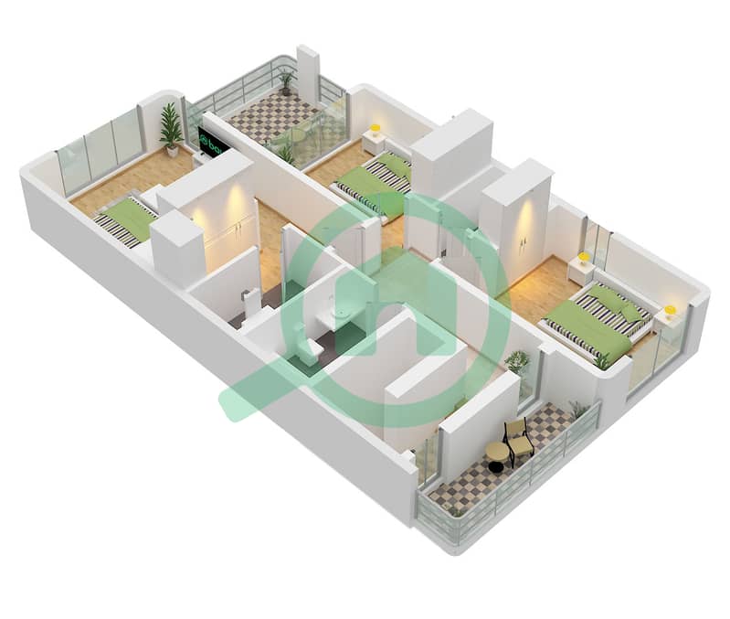 Type Canna A (MI) Unit 4 Plex Canna-Th-04,8 Plex Canna-Th-08 First Floor Nima - Planimetria del piano di 4 Camere Villetta a schiera Tipo/unità CANNA A MIRRORED/UNIT 4,8 Type Canna A (MI) Unit 4 Plex Canna-Th-04,8 Plex Canna-Th-08 First Floor interactive3D