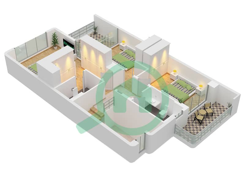 Type Canna B Unit 6 Plex Canna-Th-01 First Floor Nima - Planimetria del piano di 4 Camere Villetta a schiera Tipo/unità CANNA B / UNIT 1 Type Canna B Unit 6 Plex Canna-Th-01 First Floor interactive3D
