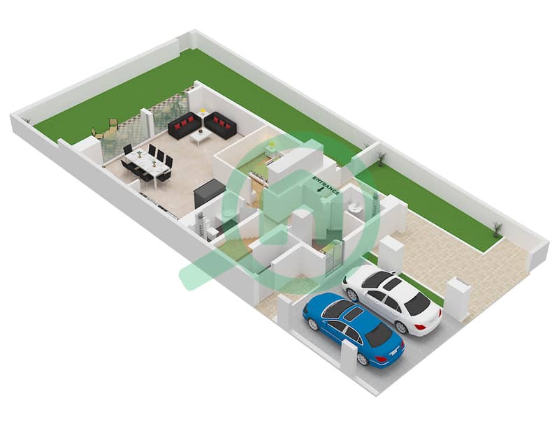 Nima - 4 Slaapkamers Stadswoning Type/unit CEDAR A MIRRORED/UNIT 4 Plattegrond Type Cedar A (MI) Unit 4 Plex Cedar-Th-04 Ground Floor interactive3D