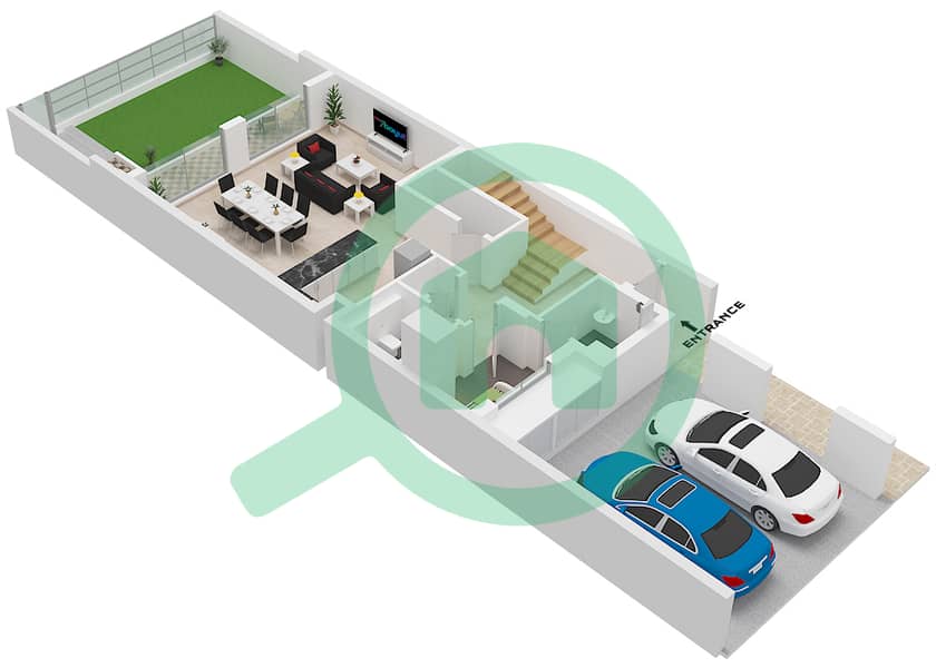 La Tilia - 3 Bedroom Townhouse Type/unit 3B2 / UNIT MID Floor plan Type 3B2 Unit MID Floor Ground interactive3D