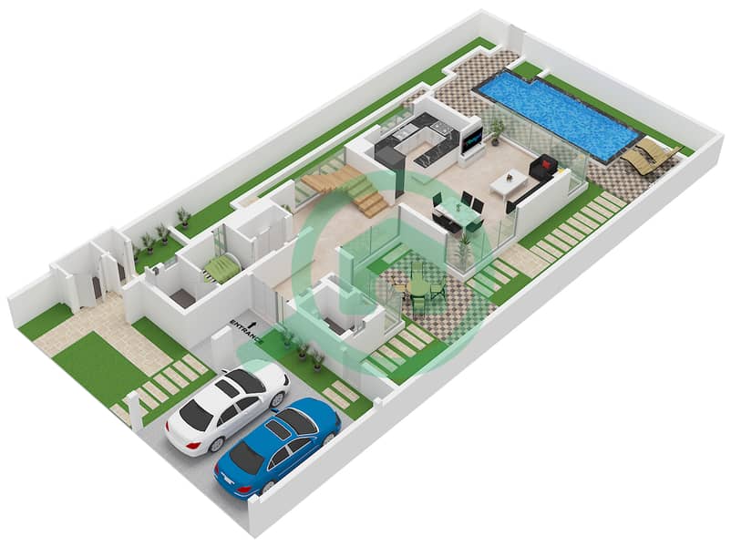The Acres (Phase 2) - 3 Slaapkamers Villa Type/unit A / UNIT 3BR Plattegrond Type A Unit 3BR Ground Floor interactive3D