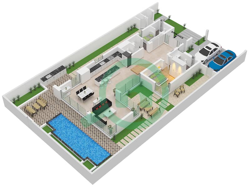 Type D Unit 4BR(M) Ground Floor The Acres (Phase 2) - 4 Bedroom Villa Type/unit D / UNIT 4BR(M) Floor plan Type D Unit 4BR(M) Ground Floor interactive3D
