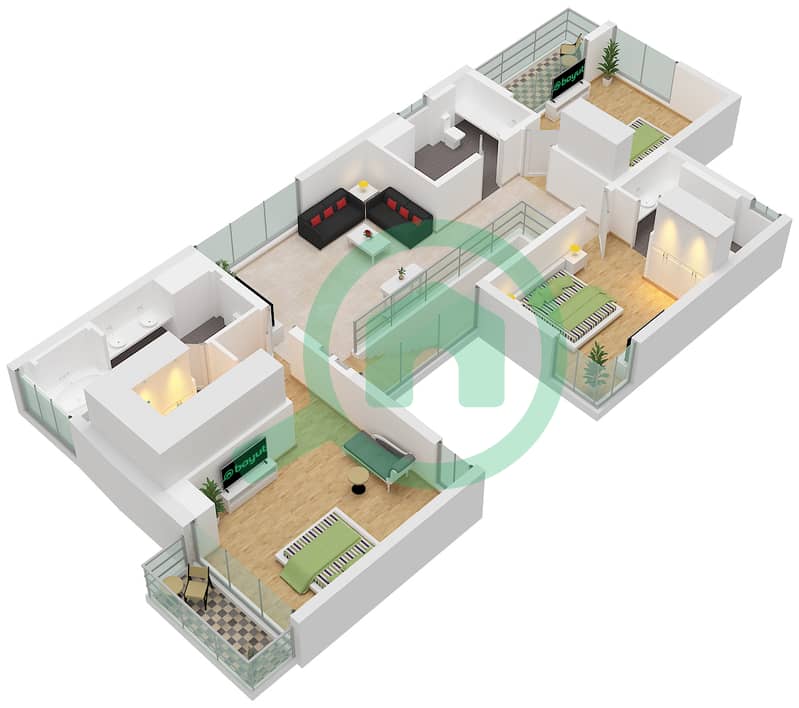 Type D Unit 4BR(M) First Floor The Acres (Phase 2) - 4 Bedroom Villa Type/unit D / UNIT 4BR(M) Floor plan Type D Unit 4BR(M) First Floor interactive3D