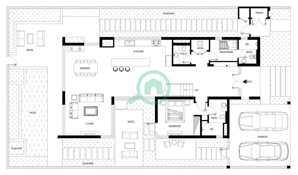 Type C Unit 4BR(M) Floor Ground The Acres (Phase 3) - 4 Bedroom Villa Type/unit C / UNIT 4BR(M) Floor plan Type C Unit 4BR(M) Floor Ground interactive3D