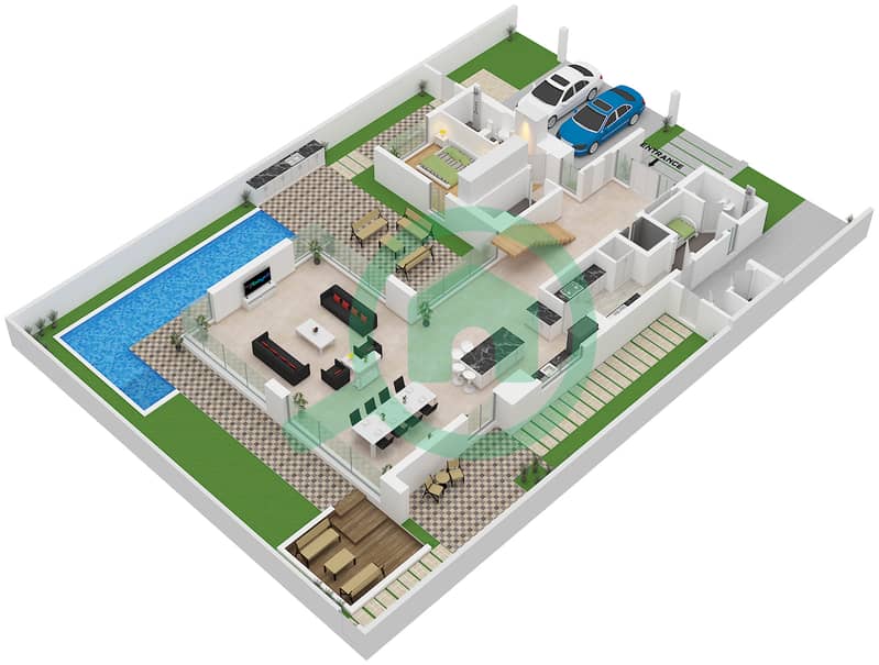Type F Unit 5BR Ground Floor The Acres (Phase 2) - 5 Bedroom Villa Type/unit F / UNIT 5BR Floor plan Type F Unit 5BR Ground Floor interactive3D