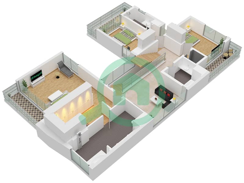 Type F Unit 5BR First Floor The Acres (Phase 2) - 5 Bedroom Villa Type/unit F / UNIT 5BR Floor plan Type F Unit 5BR First Floor interactive3D