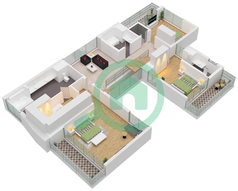 Type F Unit 5BR(M) First Floor The Acres (Phase 2) - 5 Slaapkamers Villa Type/unit F / UNIT 5BR(M) Plattegrond Type F Unit 5BR(M) First Floor interactive3D
