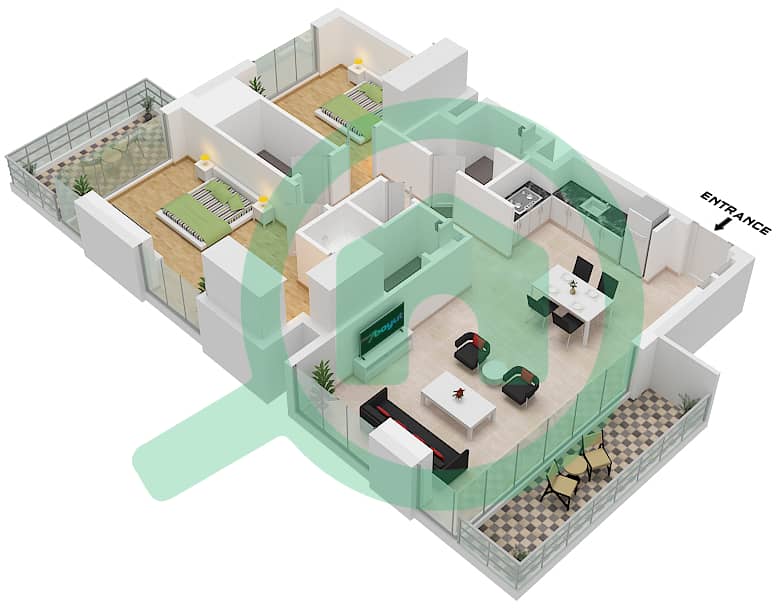 Type A Unit 03 Podium Floor,Unit 06 Floor 01-17 Marina Views Tower 3 - 2 Bedroom Apartment Type/unit A / UNIT 03 FLOOR PODIUM Floor plan Type A Unit 03 Podium Floor,Unit 06 Floor 01-17 interactive3D