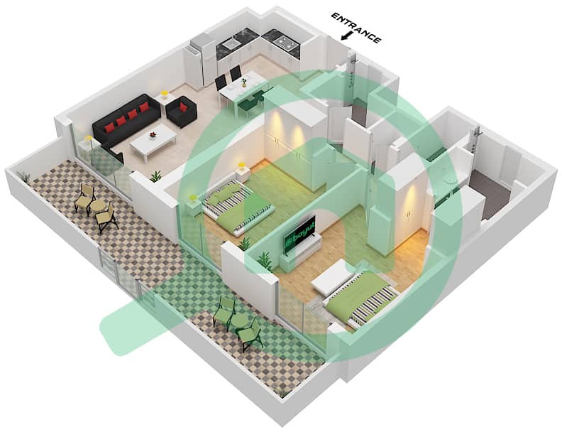 Floor plans for Type/unit B / UNIT 04 FLOOR 01 2-bedroom Apartments in ...