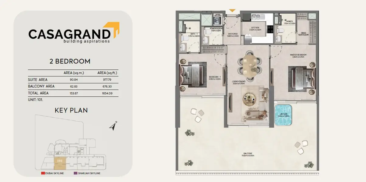 2 BR floor plan