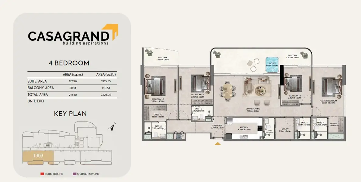 4 BR floor plan