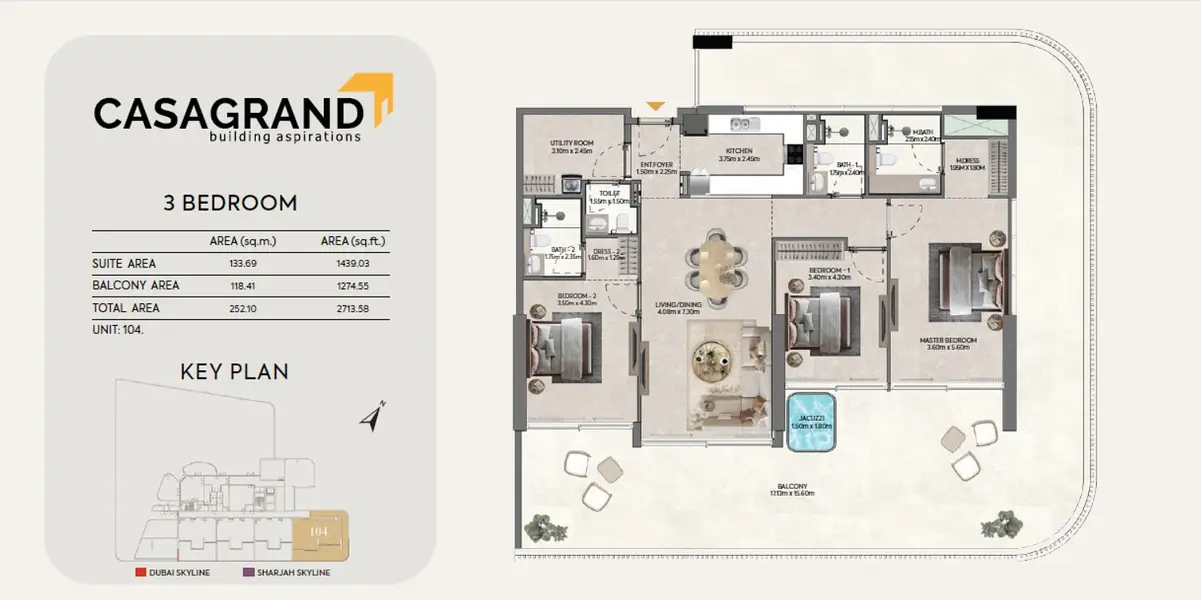 3 BR floor plan