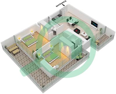 Binghatti Ruby - Grundriss für 2 Schlafzimmer Wohnung Typ 6(1) Binghatti Ruby - Grundriss für 2 Schlafzimmer Wohnung Typ 6(1)