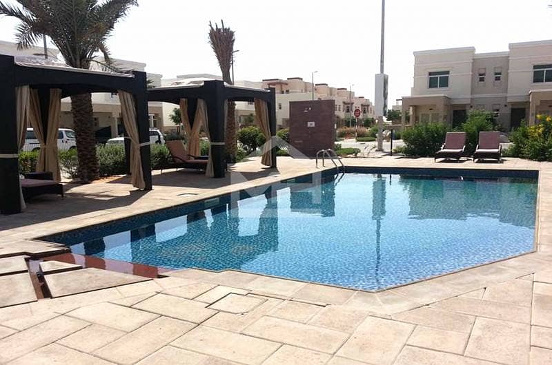 Vacant Pool View Terraced 2BR in Al Ghadeer