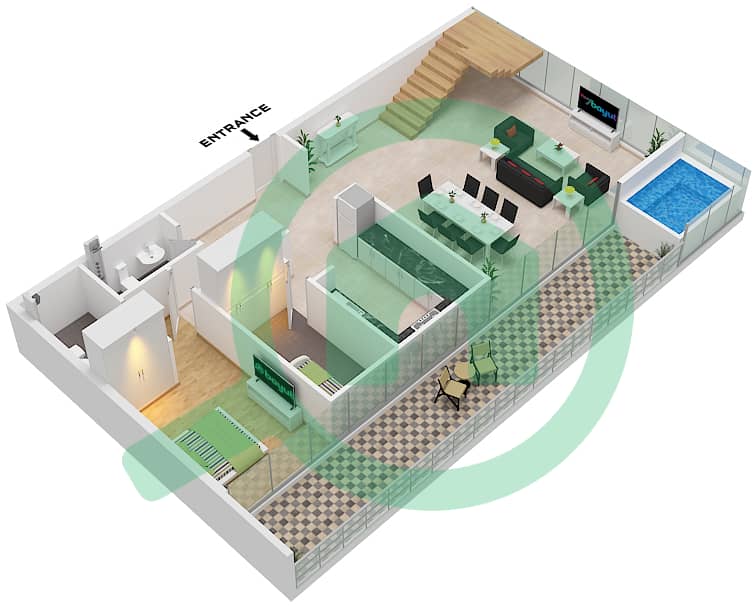 Type A Unit 2-3 Floor 37 Lower Building 1 - 4 Bedroom Apartment Type/unit A / UNIT 2-3 FLOOR 37 Floor plan Type A Unit 2-3 Floor 37 Lower interactive3D