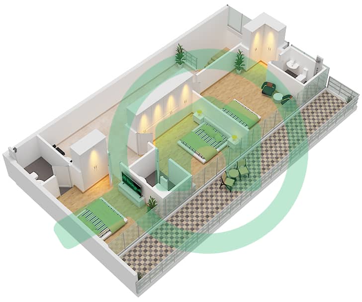 Type A Unit 2-3 Floor 37 Upper Building 1 - 4 Bedroom Apartment Type/unit A / UNIT 2-3 FLOOR 37 Floor plan Type A Unit 2-3 Floor 37 Upper interactive3D