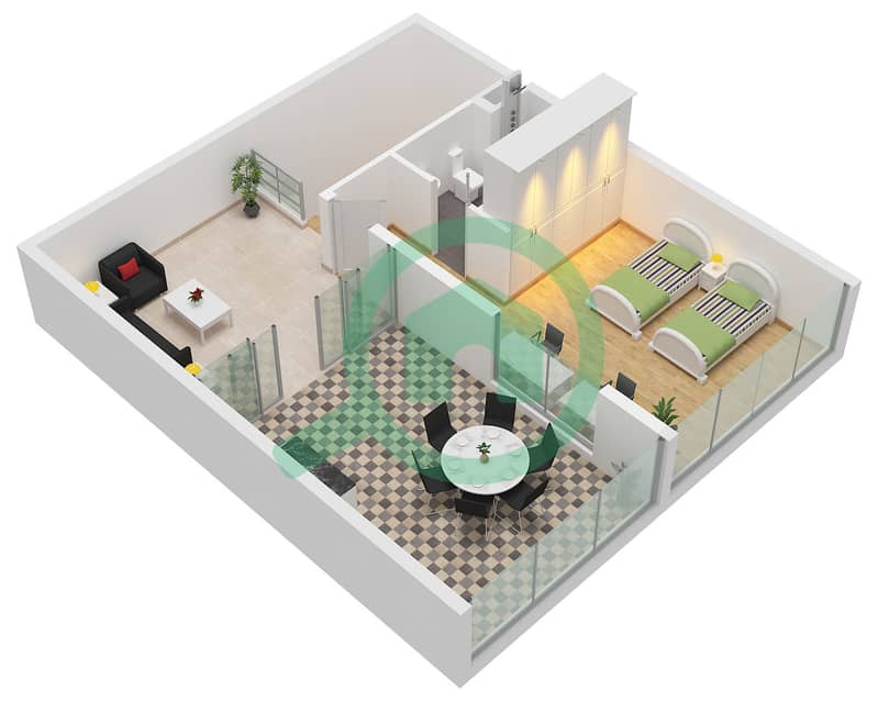Type A Floor 1 Roof المخططات الطابقية لتصميم النموذج A FLOOR 1,PODIUM 2,3 تاون هاوس 3 غرف نوم - تريا Type A Floor 1 Roof interactive3D