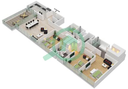 المخططات الطابقية لتصميم النموذج A FLOOR 28 بنتهاوس 3 غرف نوم - تريا