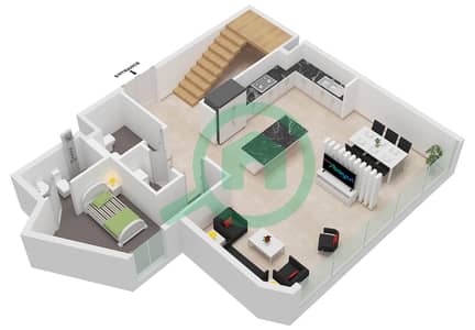 المخططات الطابقية لتصميم النموذج B FLOOR 1,PODIUM 2,3 شقة 3 غرف نوم - تريا