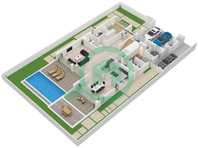 المخططات الطابقية لتصميم النموذج B1 فیلا 4 غرف نوم - دستركت ون ويست