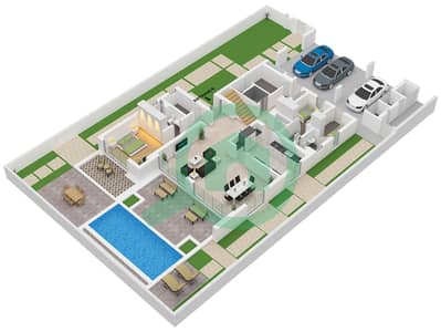 المخططات الطابقية لتصميم النموذج C1M فیلا 4 غرف نوم - دستركت ون ويست