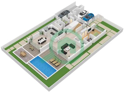 المخططات الطابقية لتصميم النموذج B1M فیلا 4 غرف نوم - دستركت ون ويست