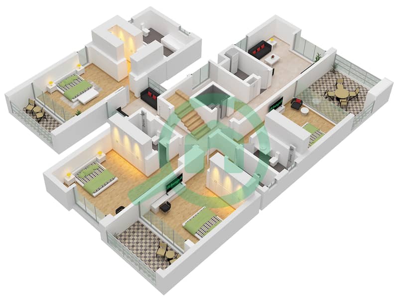 District One West - 5 Bedroom Villa Type A1M Floor plan First Floor interactive3D