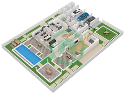 المخططات الطابقية لتصميم النموذج A2 فیلا 5 غرف نوم - دستركت ون ويست