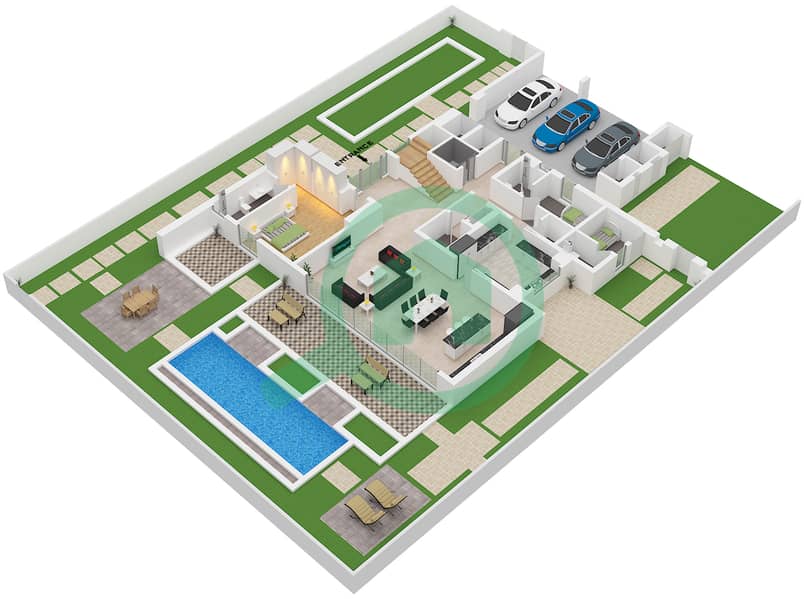 Ground Floor District One West - 5 Bedroom Villa Type B2M Floor plan Ground Floor interactive3D