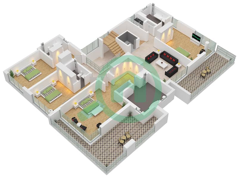 First Floor District One West - 5 Bedroom Villa Type B2M Floor plan First Floor interactive3D