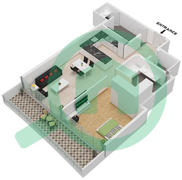 SAAS Heights - 1 Bedroom Apartment Unit 2 FLOOR 10 Floor plan Unit 2 Floor 10 interactive3D