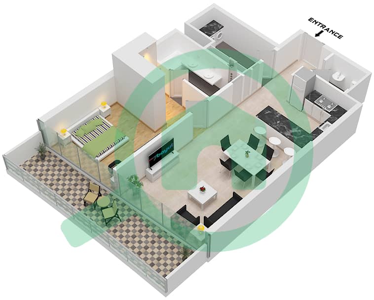 SAAS Heights - 1 Bedroom Apartment Unit 4 FLOOR 10 Floor plan Unit 4 Floor 10 interactive3D