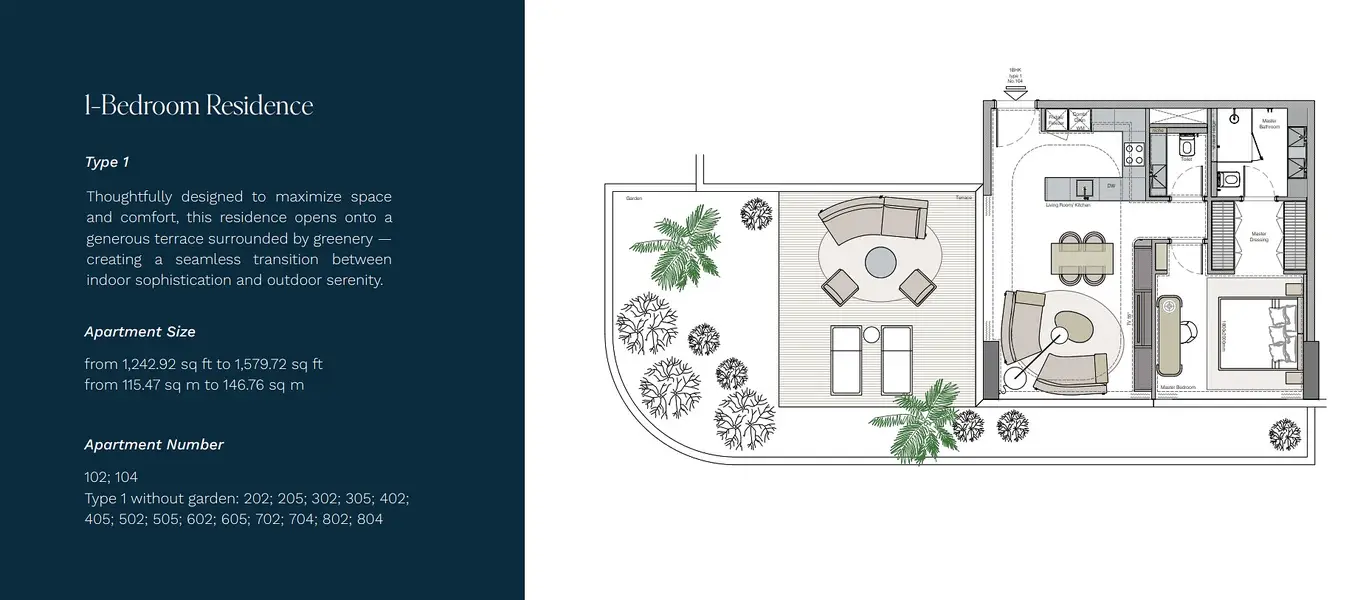 1 BR floor plan