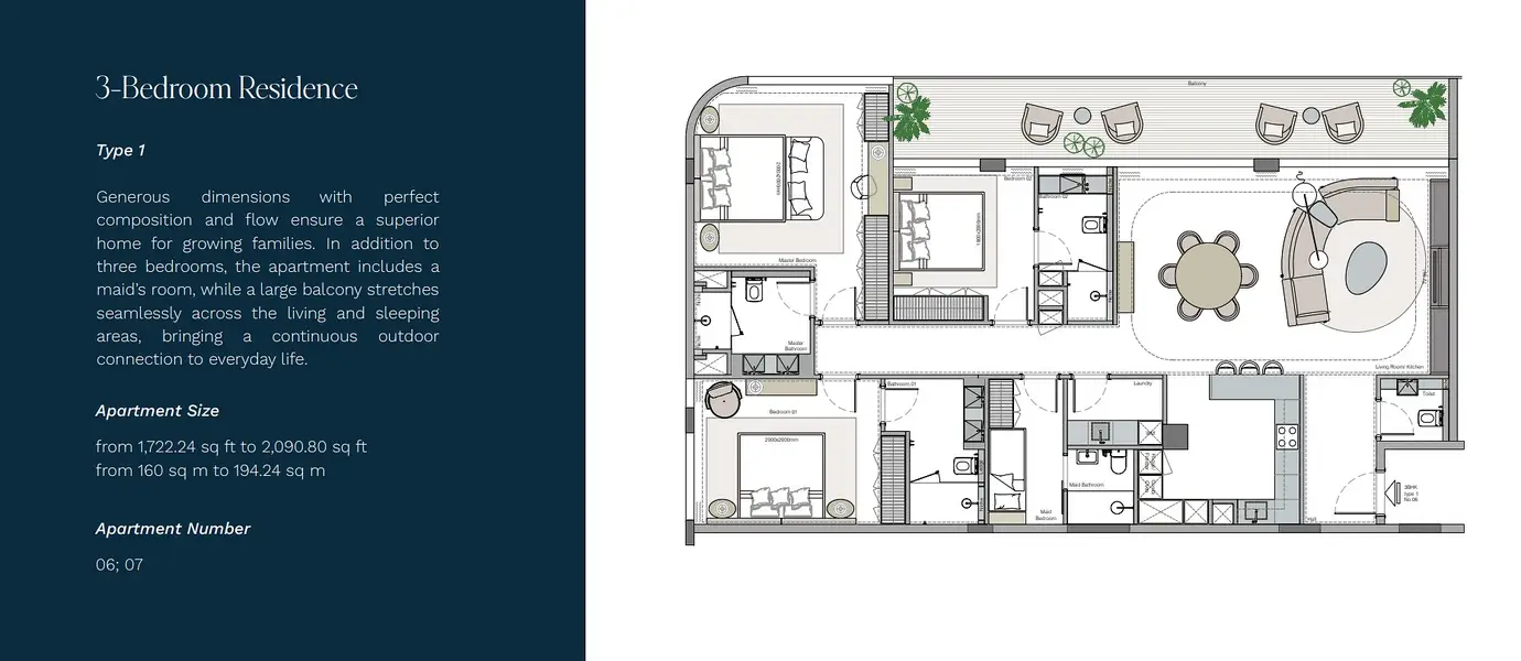 3 BR floor plan