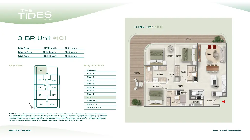 3 BR floor plan