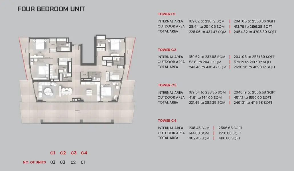 4 BR floor plan