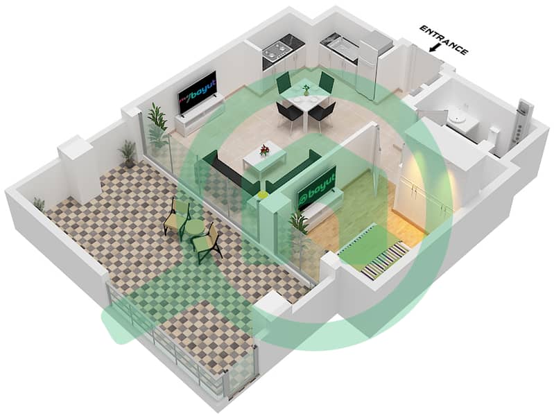 Grove Building 5 - 1 Bedroom Apartment Unit 4 FLOOR 1 Floor plan Unit 4 Floor 1 interactive3D