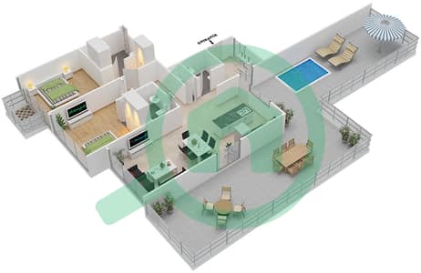 المخططات الطابقية لتصميم النموذج E بنتهاوس 2 غرفة نوم - سيجنتشر ليفينج