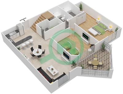 马贝拉湾-西部 - 2 卧室公寓类型A1戶型图