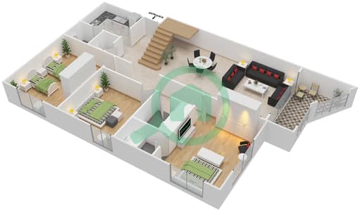 المخططات الطابقية لتصميم النموذج A1-A2 FLOOR 7 شقة 3 غرف نوم - خليج ماربيلا- غرب