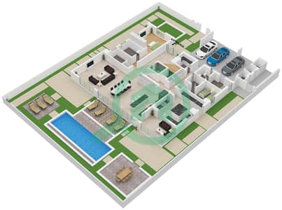 المخططات الطابقية لتصميم النموذج D2 فیلا 5 غرف نوم - دستركت ون ويست
