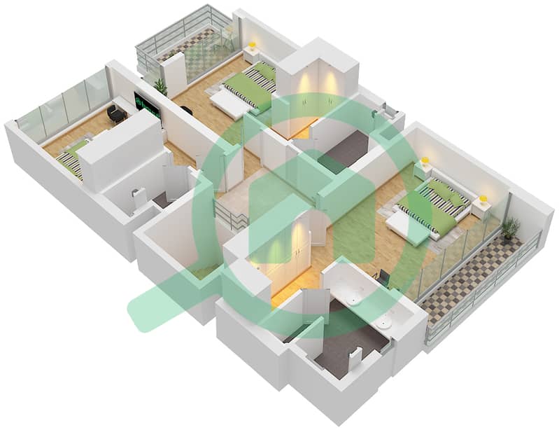 Vindera - 4 Bedroom Townhouse Type/unit 4 PLEX STYLE 1 / UNIT 1 Floor plan Type 4 Plex Style 1,6 Plex Style 1 Unit 1(TH1) Floor First interactive3D