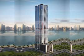 شقة 2 غرفة نوم بإطلالة على بحيرة الخان ومدخل فندقي ومرافق كاملة في برج مرسي العرب