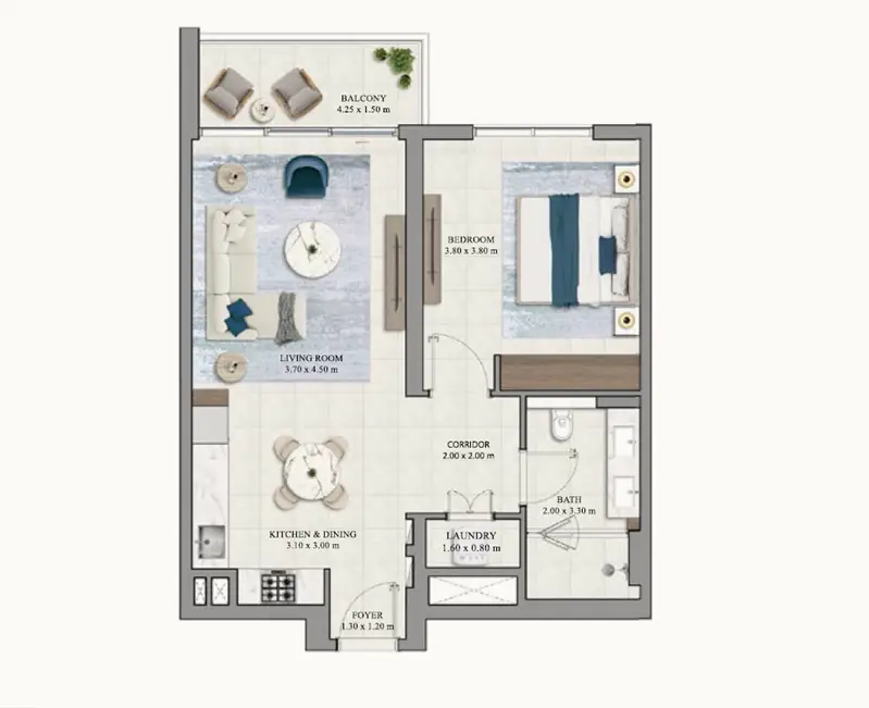 1 BR floor plan